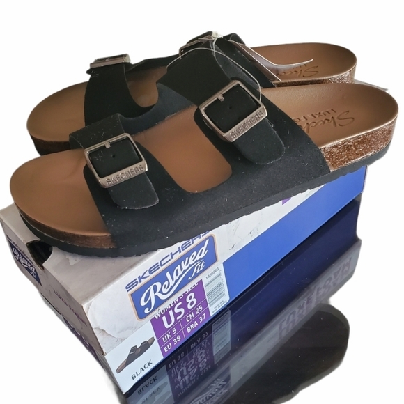 Skechers Relaxed Fit Black Sandals Size 8 - Picture 2 of 11